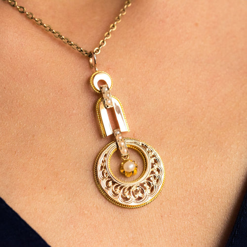 Pendentif Pendentif ancien or rose perles fines 58 Facettes CVP15