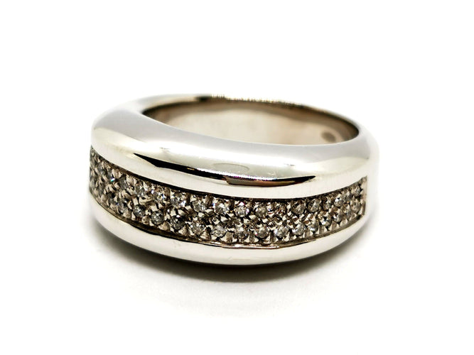 Bague 54 Bague Jonc Or blanc Diamant 58 Facettes 1126576CN