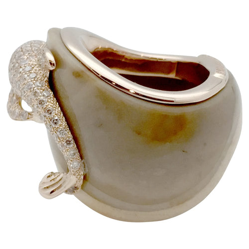 Bague 53 Bague Paolobongia "Dauphin" en or rose, diamants, jaspe et grenat. 58 Facettes 27373