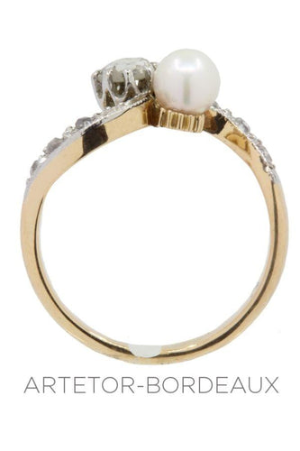 Bague 45 Vous et moi perle et diamants 58 Facettes 34681