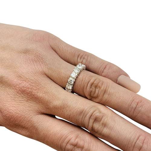 Bague 54 Alliance tour complet or blanc, diamants. 58 Facettes 30175