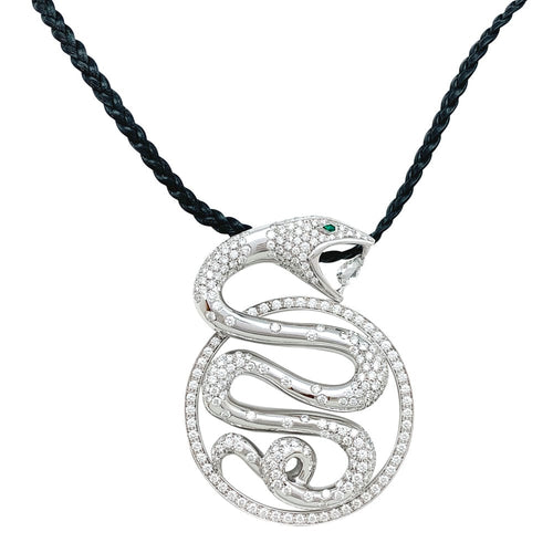 Pendentif Pendentif Boucheron, "Trouble", or blanc, diamants et émeraudes. 58 Facettes 29897