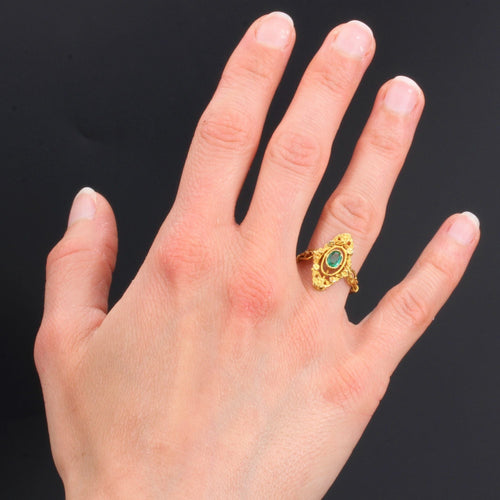 Bague 51 Bague ancienne émeraude marquise 58 Facettes 21-077-51