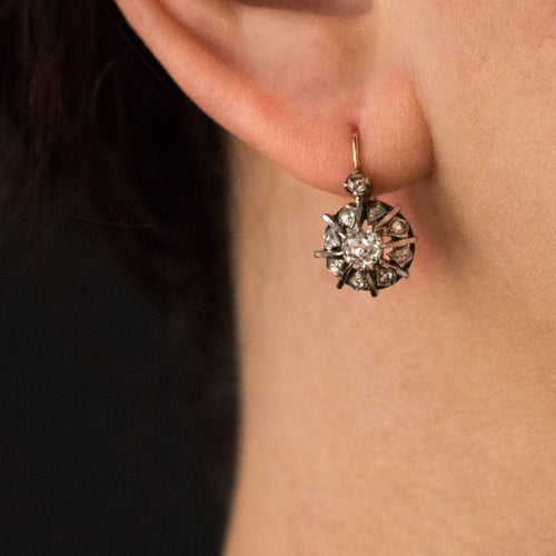 Boucles d'oreilles Boucles d'oreilles ancienne dormeuse or rose diamants 58 Facettes 17-042