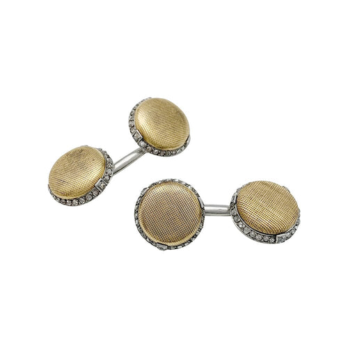 Boutons de manchette Boutons de manchette Cartier en platine, or jaune et diamants. 58 Facettes 30134