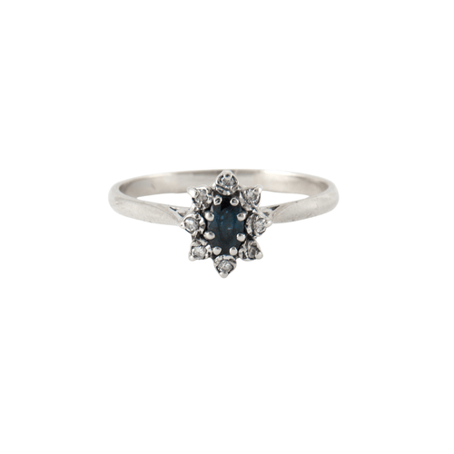 Bague Bague or blanc, diamants & saphirs 58 Facettes