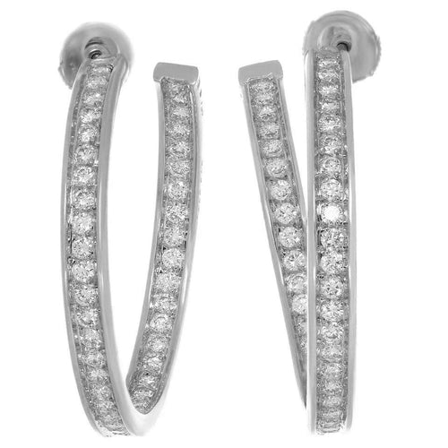 Boucles d'oreilles Boucles d'oreilles créoles Cartier, or blanc, diamants. 58 Facettes 29956