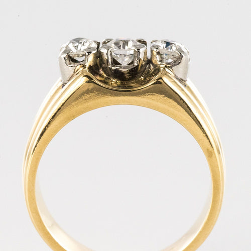 Bague 51 Bague tank or jaune 3 diamants 58 Facettes 20-153-54