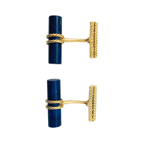 Boutons de manchette Boutons de manchette bâtonnets en or jaune et lapis lazuli. 58 Facettes 30193