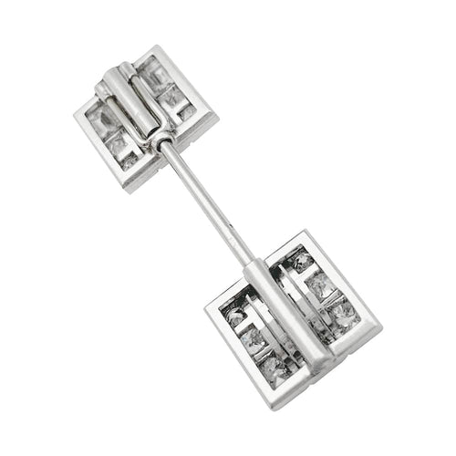 Broche Epingle de jabot Art Déco en or blanc et platine, diamants. 58 Facettes 30135
