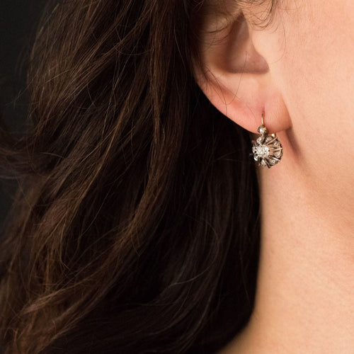 Boucles d'oreilles Boucles d'oreilles ancienne dormeuse or rose diamants 58 Facettes 17-042