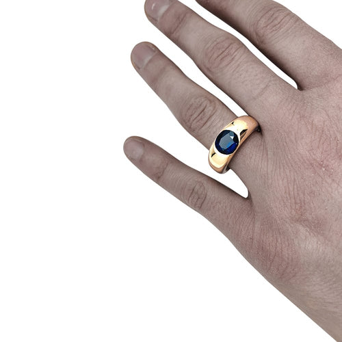 Bague 58 Bague jonc en or jaune, saphir. 58 Facettes 29704
