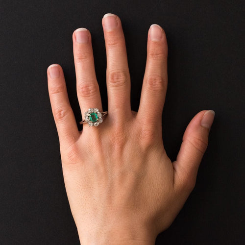 Bague 59 Bague marguerite émeraude et diamants 58 Facettes 19-317-51