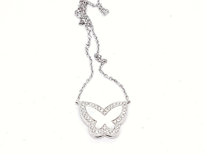 Collier Collier Chaîne + pendentif Or blanc Diamant 58 Facettes 06168CD