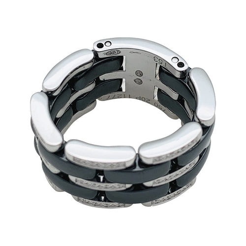 Bague 53 Bague Chanel, modèle "Ultra", en or blanc, céramique noire et diamants. 58 Facettes 30019