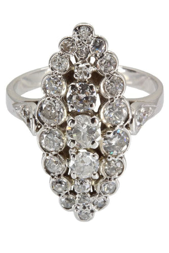 Bague Marquise ancienne diamants 58 Facettes 037371