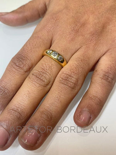 Bague Bague jonc anglais ancienne Or jaune Diamants 58 Facettes