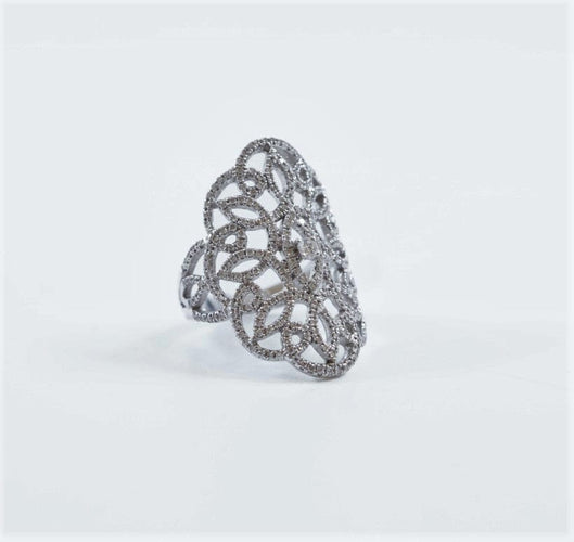 Bague Bague or blanc 18K et diamants 58 Facettes