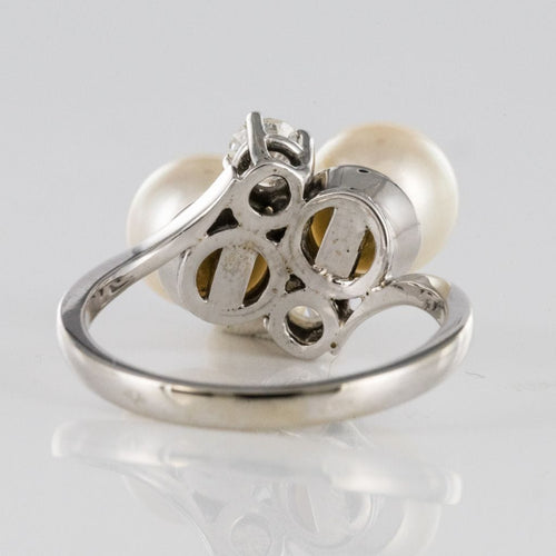 Bague 54 Bague perles et diamants toi et moi 58 Facettes 17-129-54-1