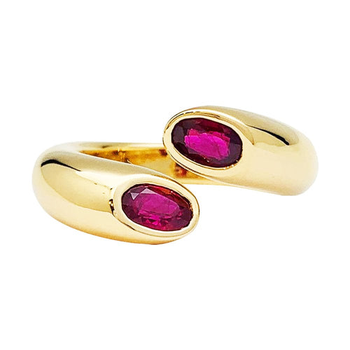 Bague 51 Bague Cartier, "Ellipse Deux Têtes Croisées", or jaune, rubis. 58 Facettes 30438
