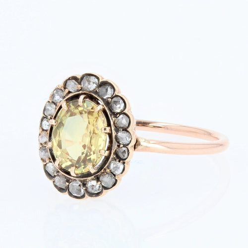 Bague 54 Bague ancienne saphir jaune et diamants 58 Facettes 20-619-48
