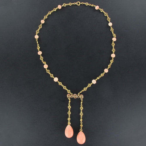 Collier Collier ancien négligé corail peau d'ange et diamants 58 Facettes 17-285