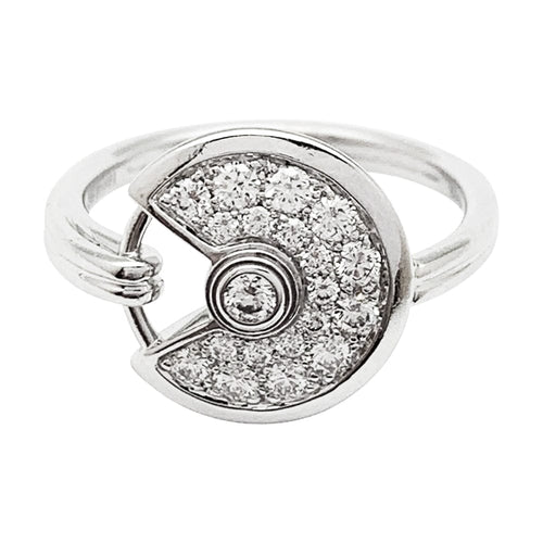 Bague 46 Bague Cartier "Amulette" or blanc et diamants 58 Facettes 30300
