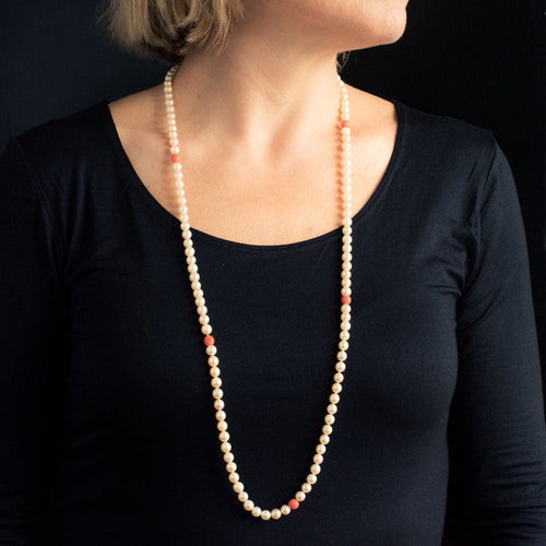 Collier Sautoir perles et perles de corail 58 Facettes 17-312A