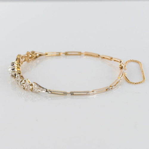 Bracelet Bracelet ancien ligne motif floral serti de diamants 58 Facettes 19-053