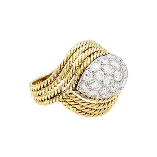 Bague 56 Bague Chanteloup en or jaune et platine, diamants. 58 Facettes 30209