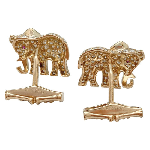 Boutons de manchette Boutons de manchette Cartier Eléphants sertis de brillants. 58 Facettes 30066