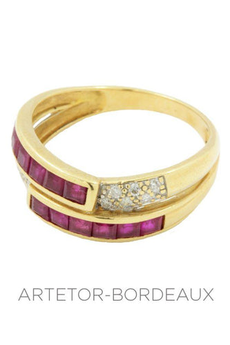 Bague 57 Bague rubis calibrés et diamants 58 Facettes 13301