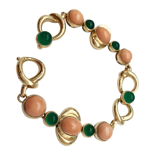 Bracelet Bracelet Van Cleef & Arpels en or jaune, corail et chrysoprase. 58 Facettes 30317