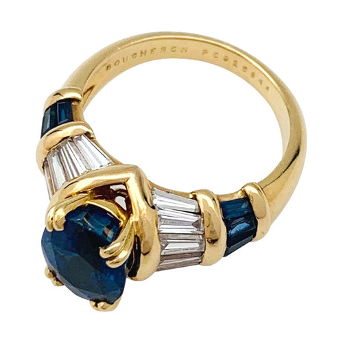 Bague 51 Bague Boucheron en or jaune, saphirs et diamants. 58 Facettes 29407-1