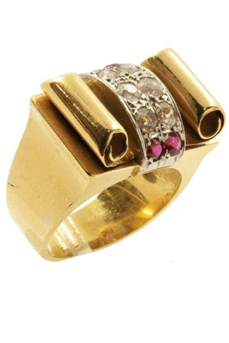 Bague 53 Bague tank rubis et diamants 58 Facettes 1711