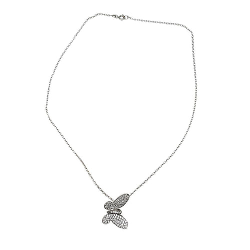 Pendentif Pendentif papillon en or blanc, diamants, chaîne forçat. 58 Facettes 30316