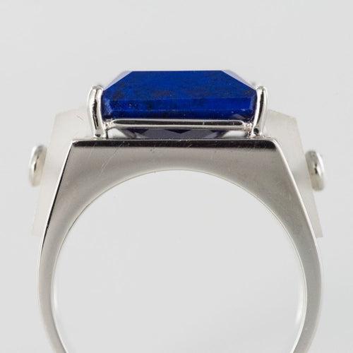 Bague 54 Bague lapis lazuli cristal de roche et diamants 58 Facettes 17-358-54-1