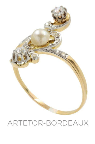 Bague 67 Toi et moi ancien diamants 58 Facettes 30921