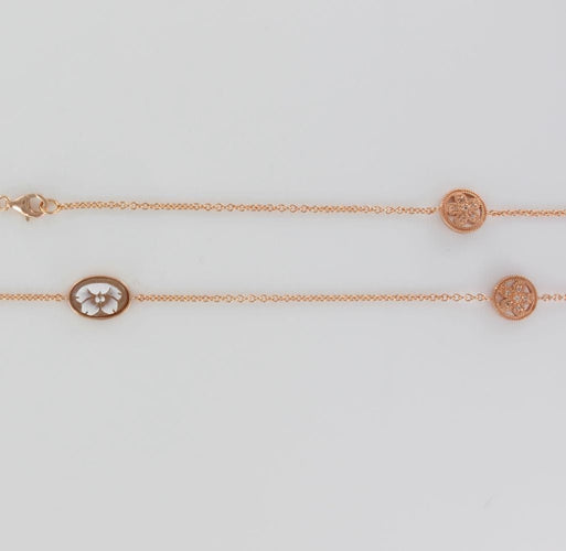 Collier Sautoir vermeil rose motifs ronds ciselés et camée 58 Facettes C8R