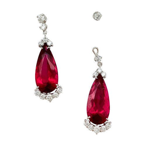 Boucles d'oreilles Boucles d'oreilles gouttes de rubellites et diamants. 58 Facettes 30529