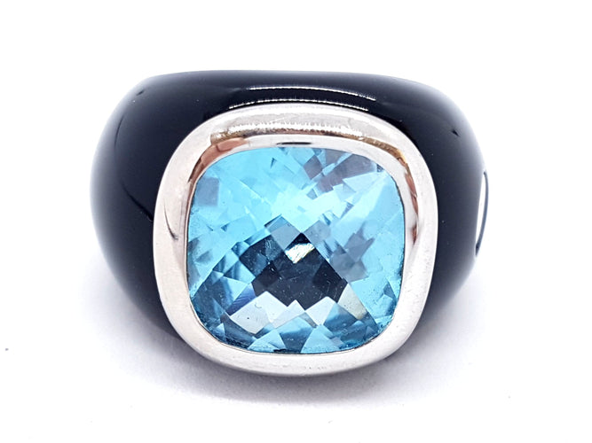 Bague 53 André Benitah Bague Or blanc Topaze 58 Facettes 06142CD