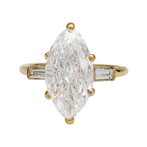 Bague 53 Bague Cartier en or jaune, diamant navette 3,15 carats. 58 Facettes 29270-1