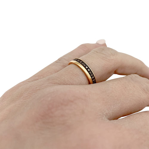 Bague 49 Alliance Boucheron "Quatre" en or rose et PVD chocolat. 58 Facettes 30310