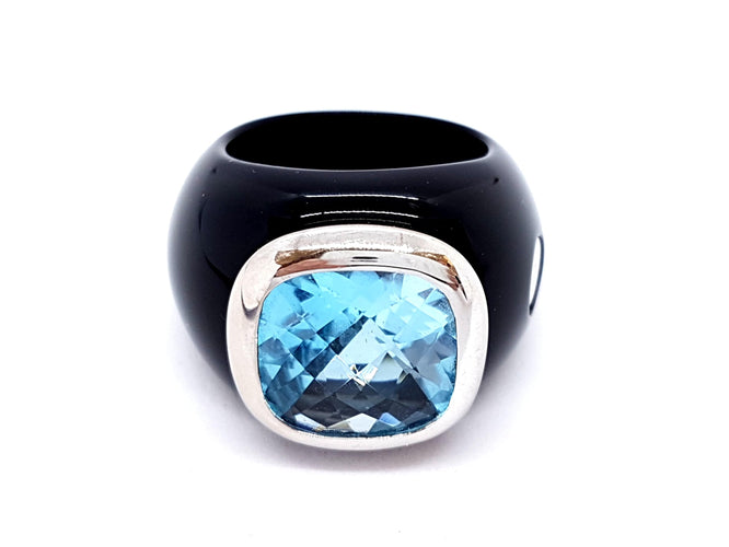 Bague 53 André Benitah Bague Or blanc Topaze 58 Facettes 06142CD