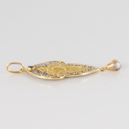 Pendentif Pendentif ancien Vierge saphir perle fine 58 Facettes 20-162