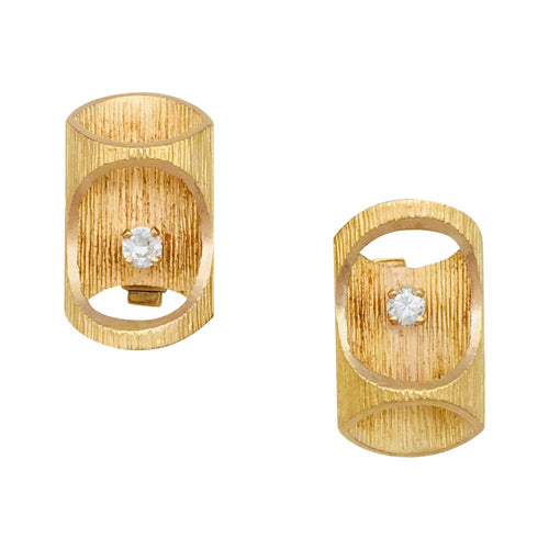 Boutons de manchette Boutons de manchettes "bambou" en or jaune et diamants, 1970. 58 Facettes 28588