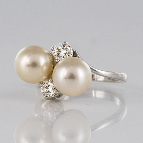 Bague 54 Bague perles et diamants toi et moi 58 Facettes 17-129-54-1