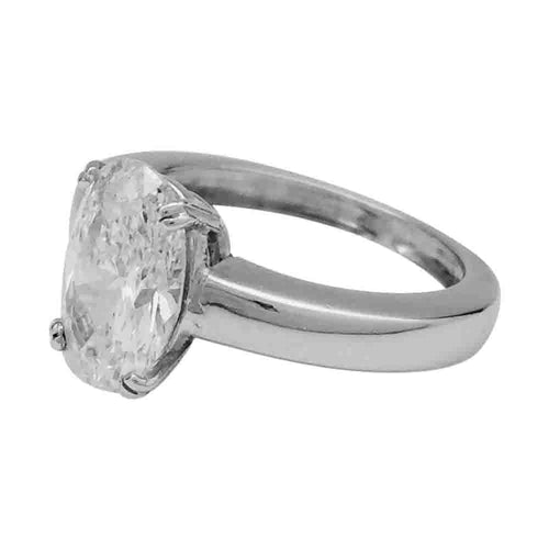 Bague 51 Bague jonc en or blanc, diamant ovale 2,29 cts, H/SI1 58 Facettes 26071