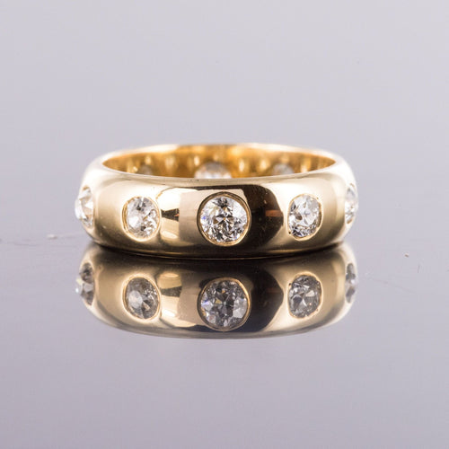 Bague 50 Alliance diamants or jaune bombée 58 Facettes 17-080