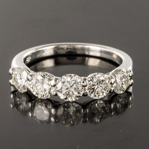 Bague 55 Bague or blanc 5 diamants 58 Facettes 18-144-55